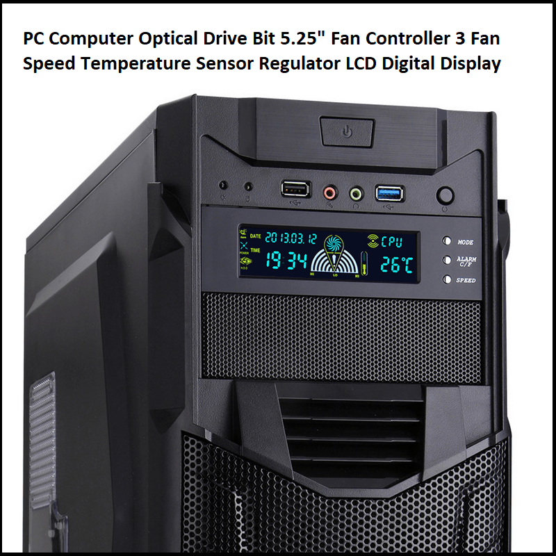 PC Computer Optical Drive Bit 5.25inch Fan Controller 3 Fan Speed Temperature Sensor Regulator LCD Digital Display