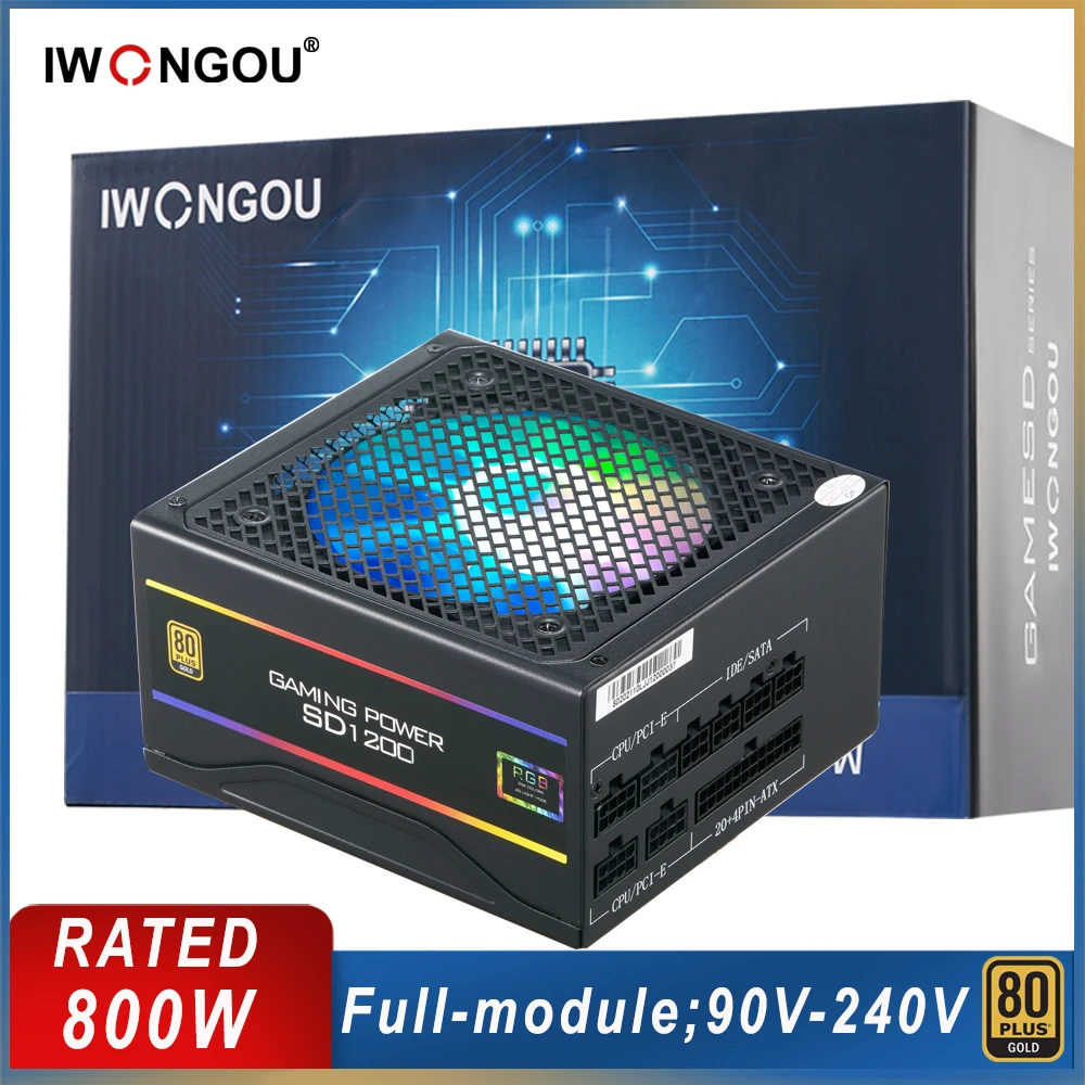 Power Supply for PC 800w 700w 600w 80 Plus 110V 220V DC-ATX 500w Source IWONGOU Active PFC RGB ARGB Fonte Pc Gamer Gaming PSU