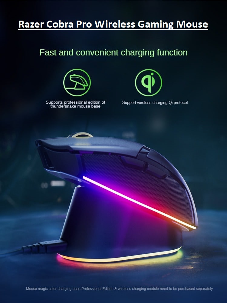 Razer Cobra Pro Wireless Gaming Mouse-10-Programmable-Buttons-30000DPI-Over-100-Hours-Battery-Life