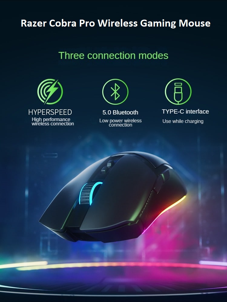 Razer Cobra Pro Wireless Gaming Mouse 10-Programmable-Buttons-30000DPI-Over-100-Hours-Battery-Life