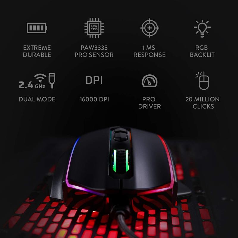 Redragon-M686-Wireless-Gaming-Mouse-16000-DPI-Wired-Wireless-Gamer-Mouse-with-Professional-Sensor-45-Hour - Features