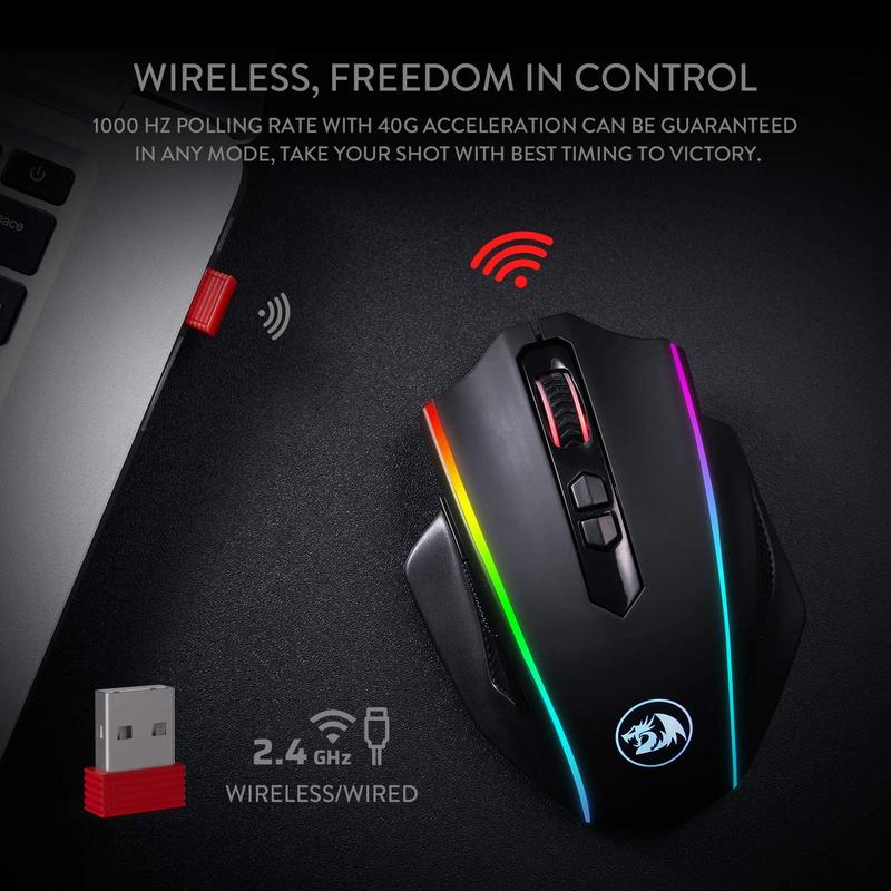 Redragon-M686-Wireless-Gaming-Mouse-16000-DPI-Wired-Wireless-Gamer-Mouse-with-Professional-Sensor-45-Hour - Freedom control