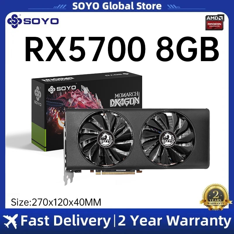 SOYO RX 5700XT 5500XT 8GB Graphics Card GDDR6 256Bit 8+8pin 7nm Gaming Video Card Support Desktop Computer